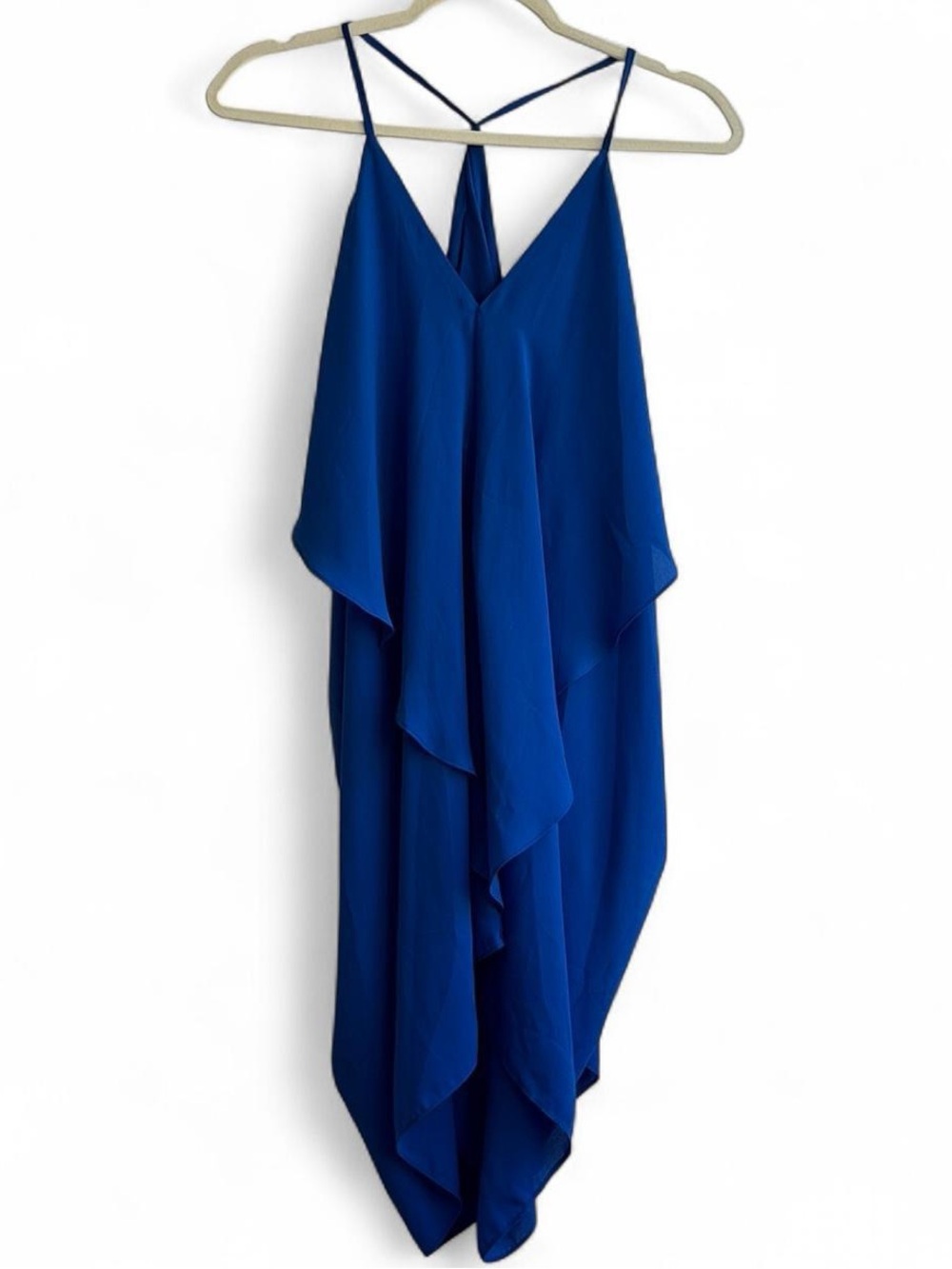 Olivaceous Dark Blue Draped Mini Sleeveless Cocktail Dress Size S